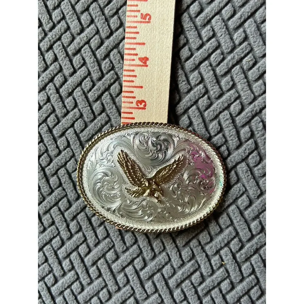 Montana Silversmiths Vintage Flying Eagle Belt Buckle Silver Plate Gold Tone
